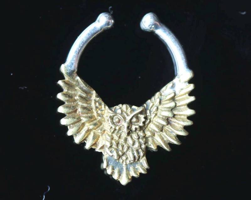 Eule Aus Messing Und Sterling Silber Septum | Mit Ohne Nasen-Piercings Eule Aus Messing Und Sterling Silber Septum | Mit Ohne Nasen-Piercings von Tribalisland