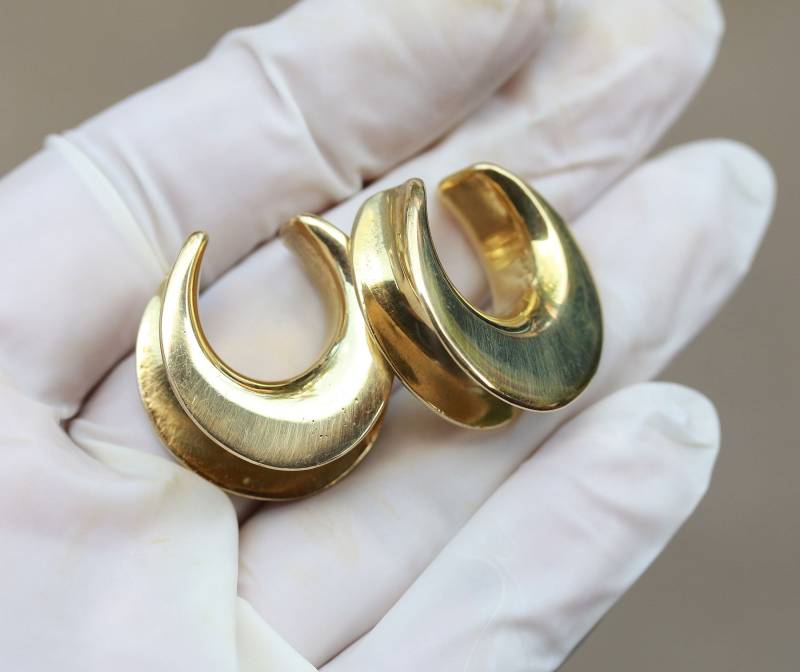 Messing Ohr Satdle Gauges Einfacher Piercing Schmuck | 20 Mm-13/16 Messing Ohr Satdle Gauges Einfacher Piercing Schmuck | 20 Mm-13/16 von Tribalisland