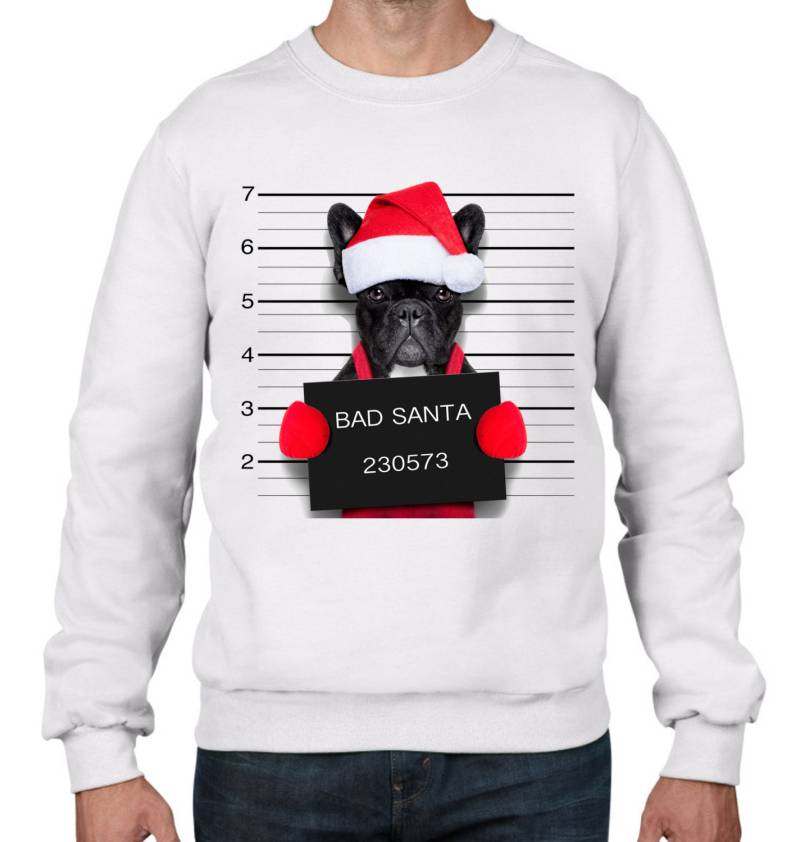 Bad Santa Claus Mops Hund Herren Sweatshirt Weihnachtspullover von Tribaltshirts