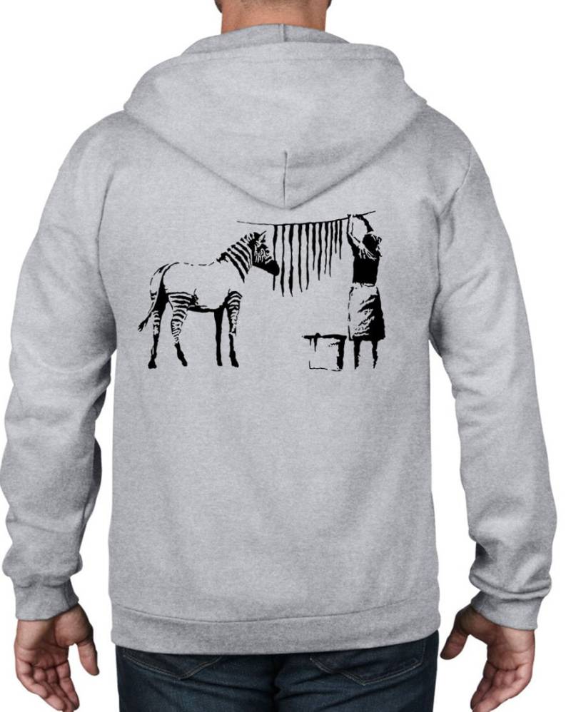 Banksy Gewaschen Zebra Voller Zip Hoodie von Tribaltshirts