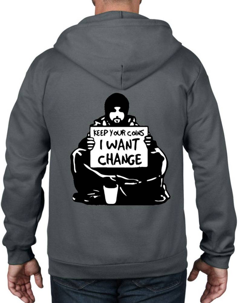 Banksy Ich Will Ändern Voller Zip Hoodie von Tribaltshirts