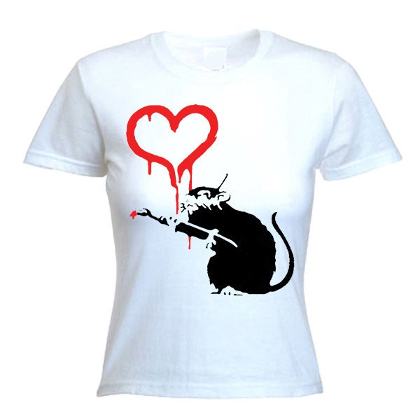 Banksy Liebe Ratte Damen T-Shirt Banksy Liebe Ratte Damen T-Shirt von Tribaltshirts