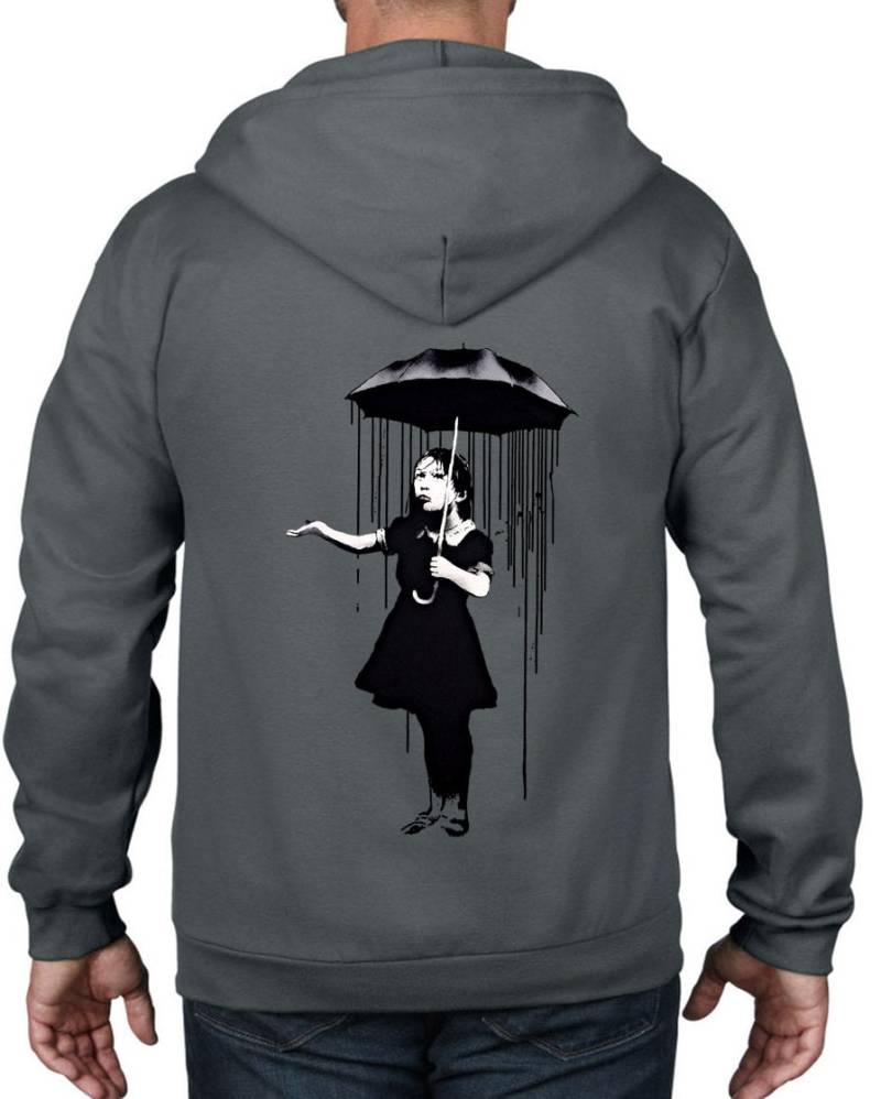 Banksy Nola Regenschirm Mädchen Voller Zip Hoodie von Tribaltshirts