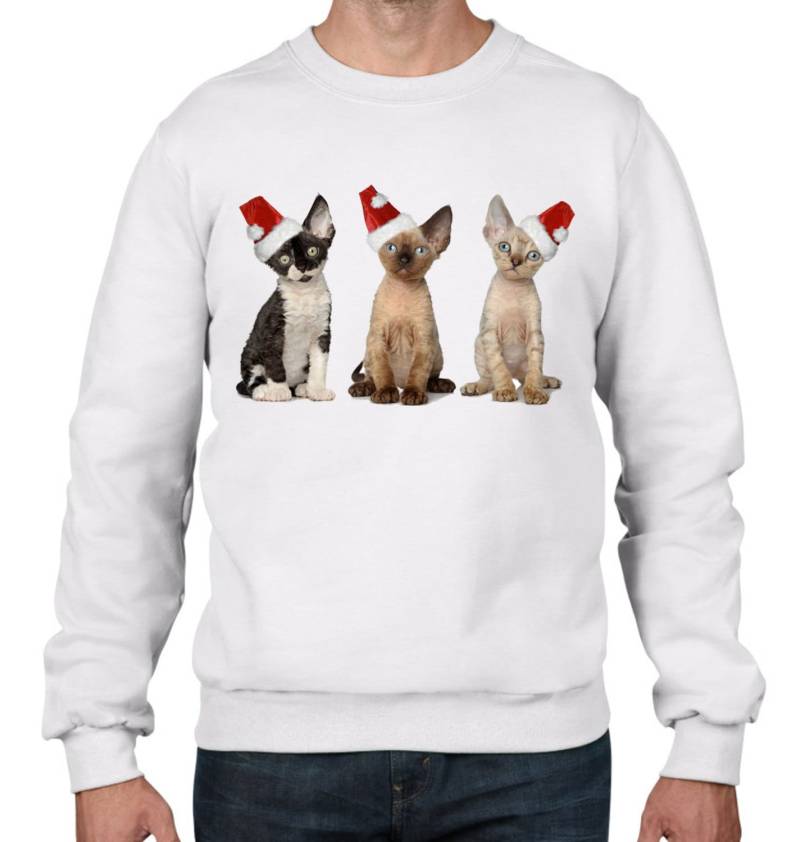 Drei Weihnachtsmann Kätzchen Herren Weihnachten Sweatshirt Pullover von Tribaltshirts