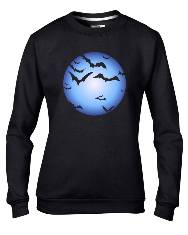 Fledermaus Vollmond Halloween Damen Sweatshirt Pullover - Mondschein Fledermäuse von Tribaltshirts
