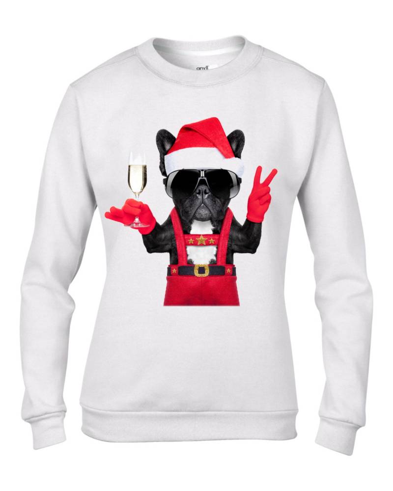Französisch Bulldogge Santa Stil Damen Weihnachten Jumper - Hund von Tribaltshirts