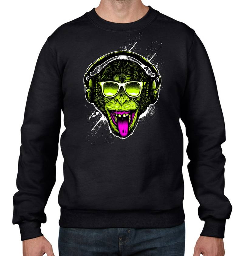 Funky Affe Dj Herren Sweatshirt Pullover - Rave Clubbing Dschungel Affen Tier von Tribaltshirts