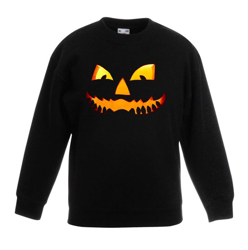 Halloween Kürbis Gesicht Unisex Kinder Pullover Sweatshirt - Kürbisse Vollmond Fledermäuse Trick Oder Behandeln Ausgefallene Kleid Party von Tribaltshirts