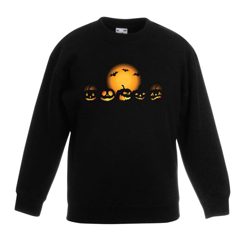 Halloween Kürbis Unisex Kinder Pullover Sweatshirt - Kürbisse Orange Vollmond Fledermäuse Trick Oder Behandeln Ausgefallene Kleid Party von Tribaltshirts