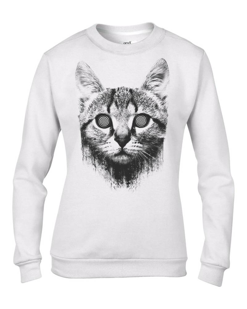 Hypnotisierte Katze Damen Sweatshirt Pullover - Verrückte Hypnotisierte Katzen Lustige Kätzchen von Tribaltshirts
