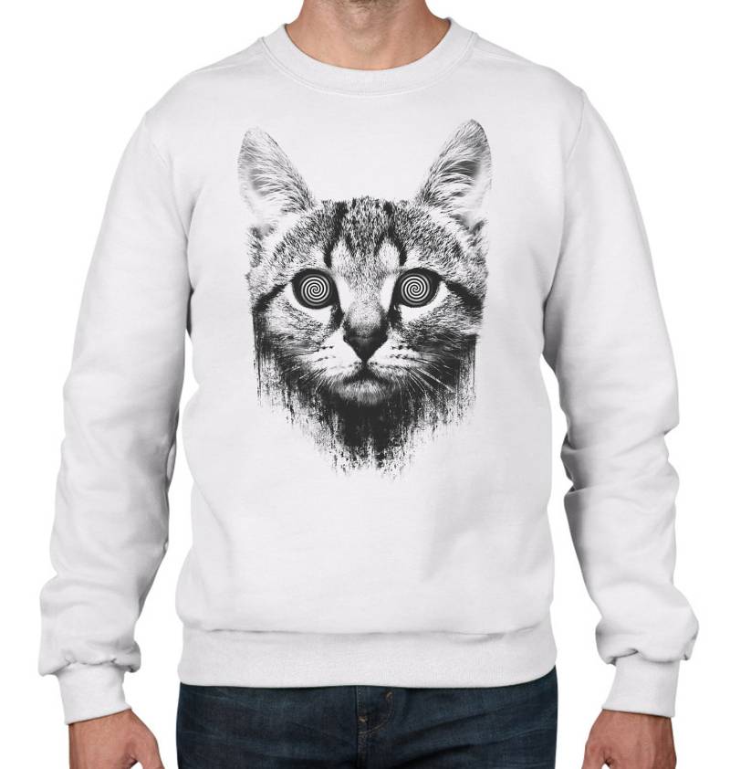 Hypnotisierte Katze Herren Sweatshirt Pullover - Crazy Hypnotised Katzen Lustige Kätzchen von Tribaltshirts