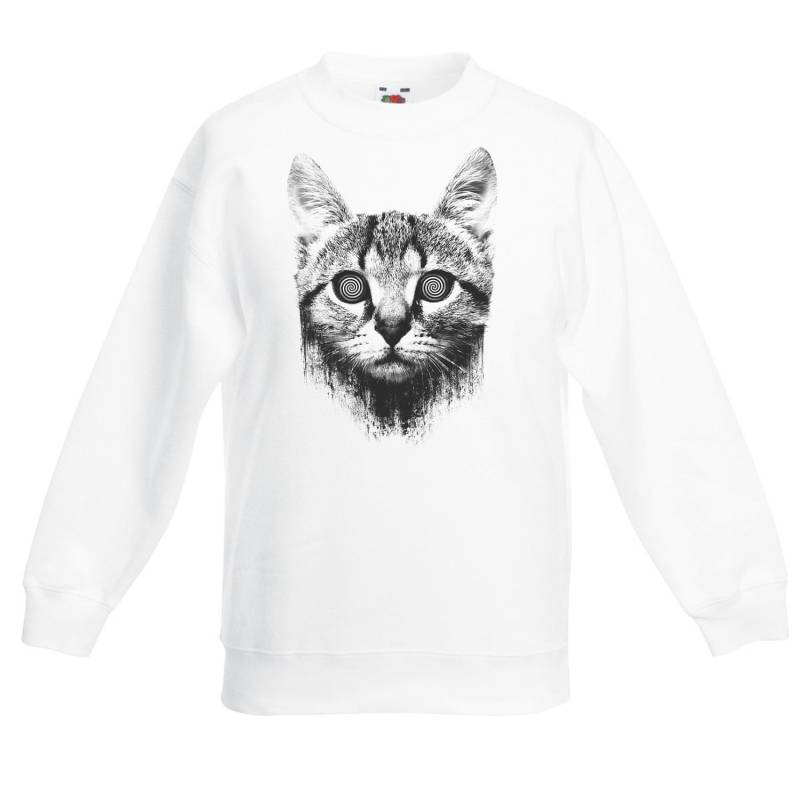 Hypnotisierte Katze Unisex Kinder Pullover Sweatshirt - Verrückte Hypnotisierte Katzen Lustige Kätzchen von Tribaltshirts