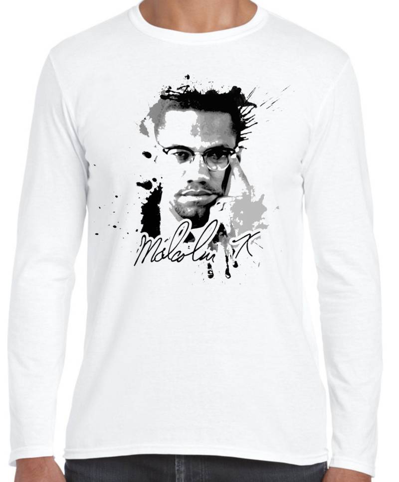 Malcolm X Gesicht Herren Langarm T-Shirt - Black Panthers Zitat Bürgerrechte von Tribaltshirts