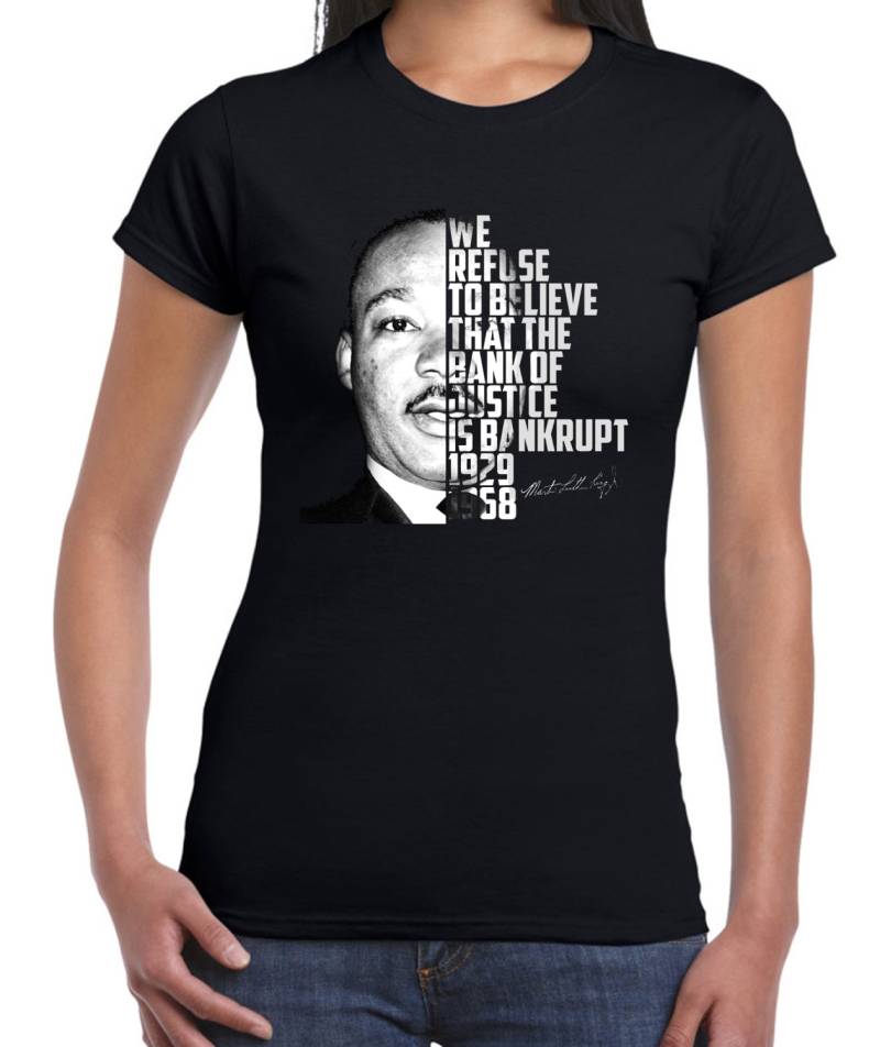 Martin Luther King Bankrott Zitat Frauen T-Shirt - Mlk Bürgerrechtsbewegung Malcolm X Aktivist Humanitäre von Tribaltshirts