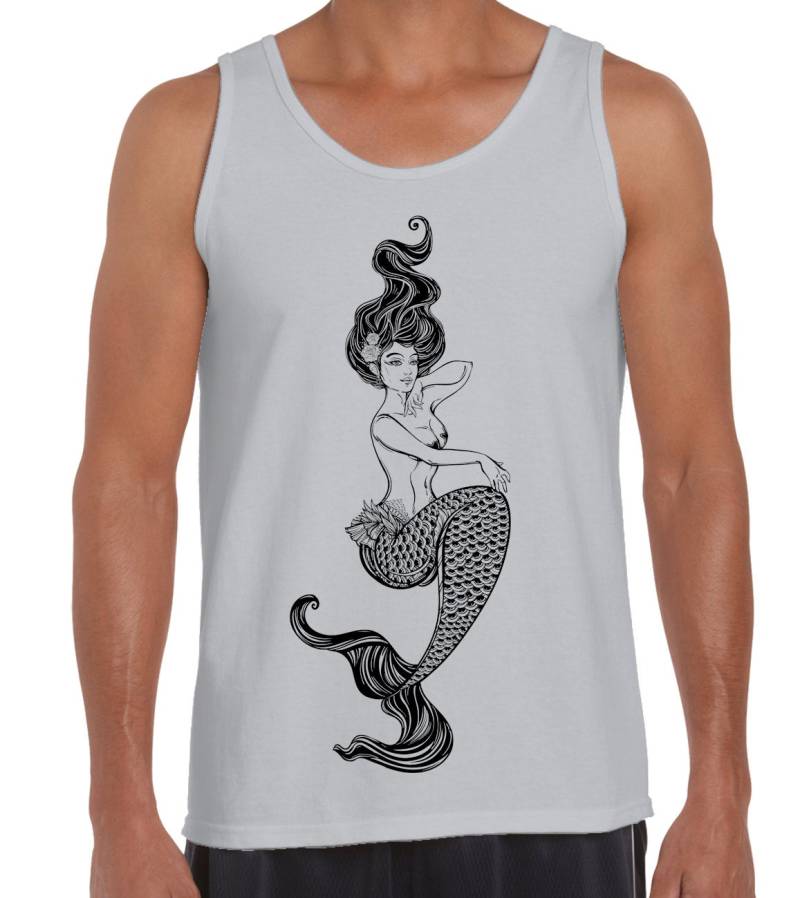 Meerjungfrau Tattoo Große Druck Herren Weste Tank Top - Meer Meerjungfrauen Mythisch von Tribaltshirts