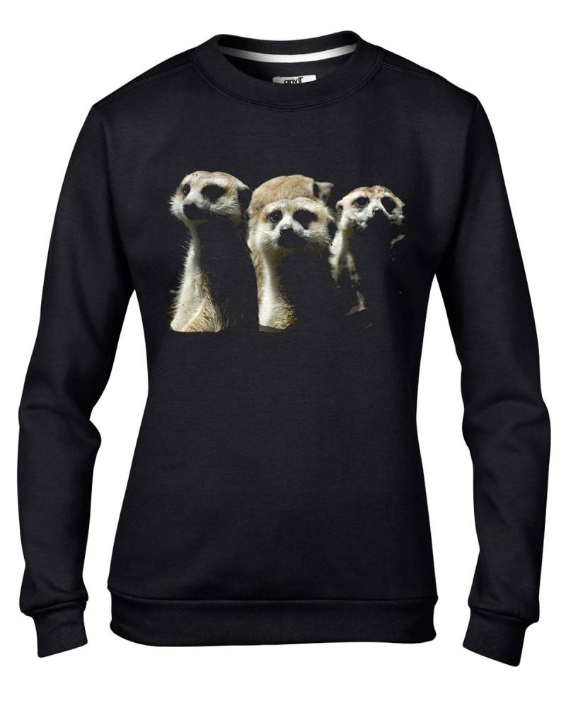 Meerkats Damen Sweatshirt Pullover - Meer Kats Katzen Meerkat Meercats von Tribaltshirts