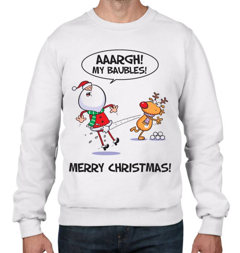 Santa Claus Meine Kugeln Lustige Herren Weihnachten Sweatshirt Pullover von Tribaltshirts