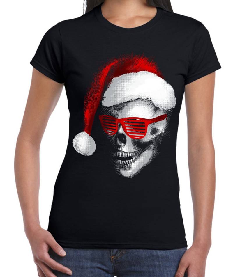 Santa Claus Schädel Damen Weihnachten T-Shirt - Cool von Tribaltshirts