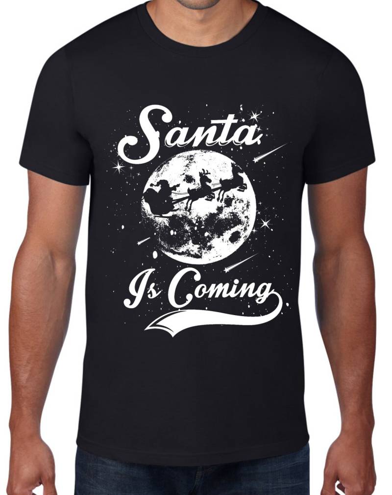 Santa Ist Kommen Männer Weihnachten T-Shirt-Santa Claus Text Zitat von Tribaltshirts
