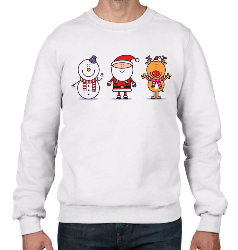Schneemann Santa & Rudolph Reindeer Herren Weihnachten Sweatshirt Pullover von Tribaltshirts