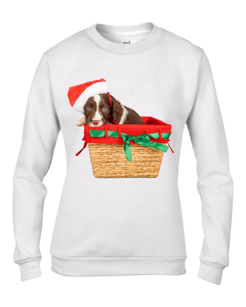 Springer Spaniel Weihnachtsmann Damen Weihnachten Sweatshirt Pullover - Hunde Santa von Tribaltshirts