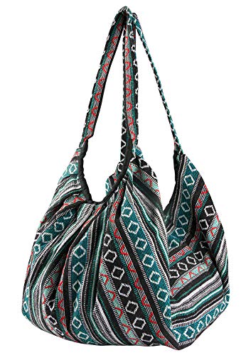 Tribe Azure Fair Trade Large Tote Shoulder Bag for Women Casual Comfortable Market Groceries School Books Everyday Purse Travel (Geometric Blue) von Tribe Azure Fair Trade