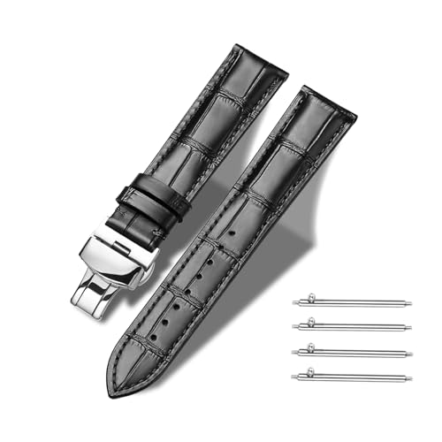 Triblanc Leder Uhrenarmband Schnellverschluss Schwarz Blau Braun Ersatz Armband,18mm 20mm 22mm 24mm für Herren Damen von Triblanc