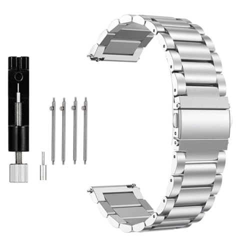 Triblanc Metall Armband Edelstahl Schnellspanner Uhrenarmband 18mm 20mm 22mm Geeignet für Damen Herren (20MM, Silber) von Triblanc
