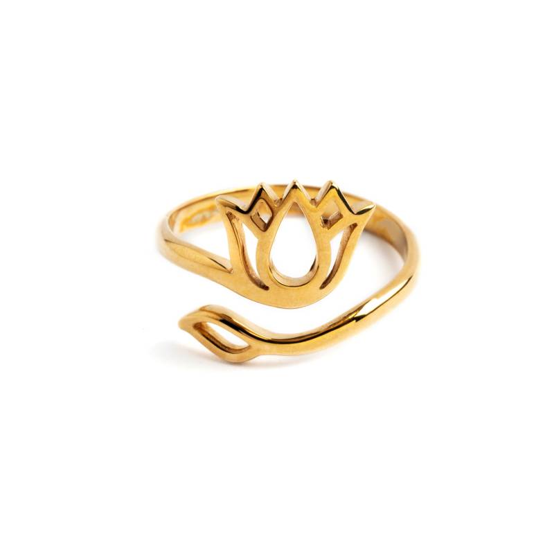 Bronze Lotus Blumen Ring, Goldener Wickelring, Minimale Blume Verstellbarer Bypass Zierlicher Blumenring, Yoga Spiritueller Schmuck Bronze Lotus Blumen Ring, Goldener Wickelring, Minimale Blume Verstellbarer Bypass Zierlicher Blumenring, Yoga Spiritueller Schmuck von Tribulondon