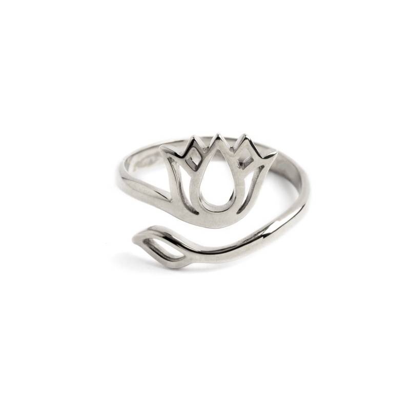 Silber Lotus Blume Ring, Minimale Verstellbarer Bypass Zierliche Yoga Spiritueller Schmuck Silber Lotus Blume Ring, Minimale Verstellbarer Bypass Zierliche Yoga Spiritueller Schmuck von Tribulondon