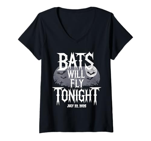 Damen „Bats Will Fly Tonight“ -Halloween-T-Shirt mit T-Shirt mit V-Ausschnitt von Tribute to Gothic Metalheads Horror Halloween Fans
