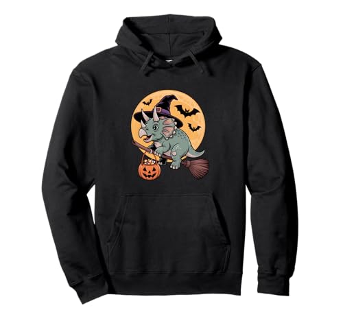 Triceratops Hexenhut Kürbis Halloween Kostüm Herren Damen Pullover Hoodie von Triceratops Lover Dino Halloween Party Wear