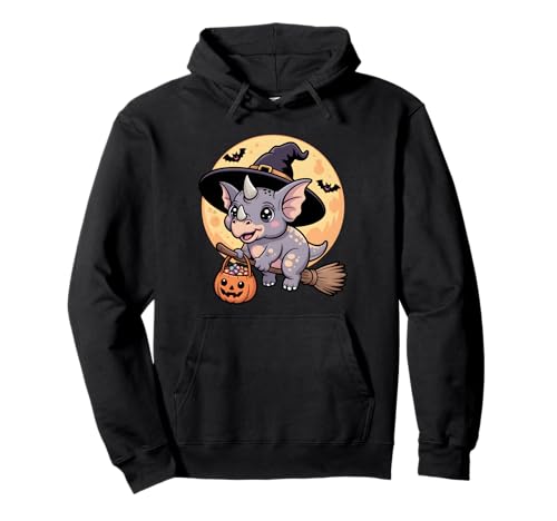 Triceratops Hexenhut Kürbis Halloween Kostüm Herren Damen Pullover Hoodie von Triceratops Lover Dino Halloween Party Wear