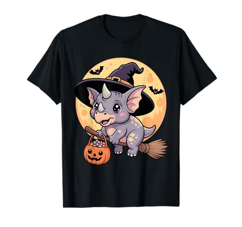 Triceratops Hexenhut Kürbis Halloween Kostüm Herren Damen T-Shirt von Triceratops Lover Dino Halloween Party Wear