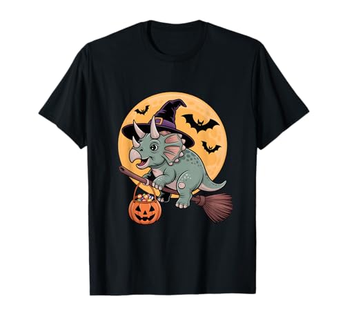 Triceratops Hexenhut Kürbis Halloween Kostüm Herren Damen T-Shirt von Triceratops Lover Dino Halloween Party Wear
