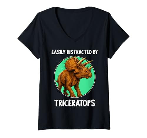 Damen Triceratopse Triceratops T-Shirt mit V-Ausschnitt Damen Triceratopse Triceratops T-Shirt mit V-Ausschnitt von Triceratopse Triceratops Tier Shop