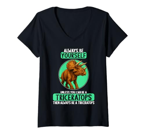 Damen Triceratopse Triceratops T-Shirt mit V-Ausschnitt Damen Triceratopse Triceratops T-Shirt mit V-Ausschnitt von Triceratopse Triceratops Tier Shop