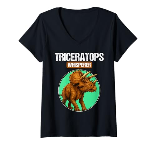 Damen Triceratopse Triceratops T-Shirt mit V-Ausschnitt Damen Triceratopse Triceratops T-Shirt mit V-Ausschnitt von Triceratopse Triceratops Tier Shop