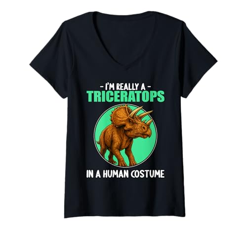 Damen Triceratopse Triceratops T-Shirt mit V-Ausschnitt Damen Triceratopse Triceratops T-Shirt mit V-Ausschnitt von Triceratopse Triceratops Tier Shop