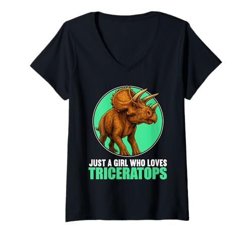 Damen Triceratopse Triceratops T-Shirt mit V-Ausschnitt von Triceratopse Triceratops Tier Shop