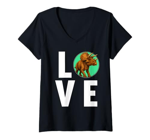 Damen Triceratopse Triceratops T-Shirt mit V-Ausschnitt Damen Triceratopse Triceratops T-Shirt mit V-Ausschnitt von Triceratopse Triceratops Tier Shop