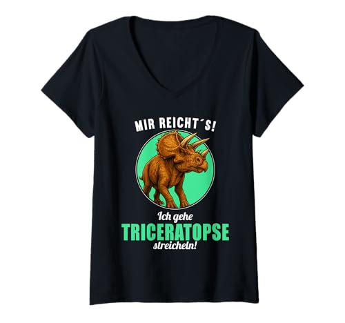 Damen Triceratopse Triceratops T-Shirt mit V-Ausschnitt Damen Triceratopse Triceratops T-Shirt mit V-Ausschnitt von Triceratopse Triceratops Tier Shop