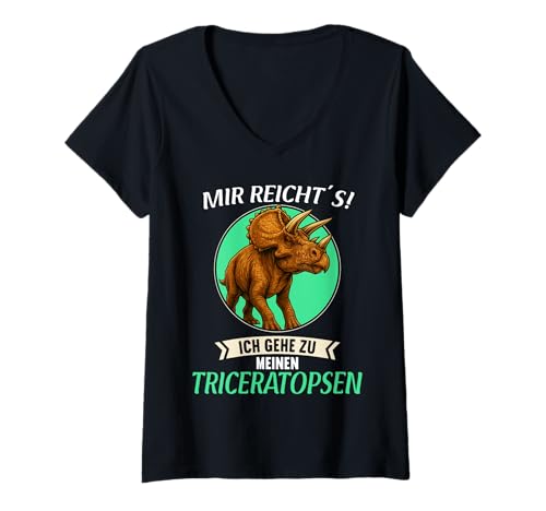 Damen Triceratopse Triceratops T-Shirt mit V-Ausschnitt Damen Triceratopse Triceratops T-Shirt mit V-Ausschnitt von Triceratopse Triceratops Tier Shop