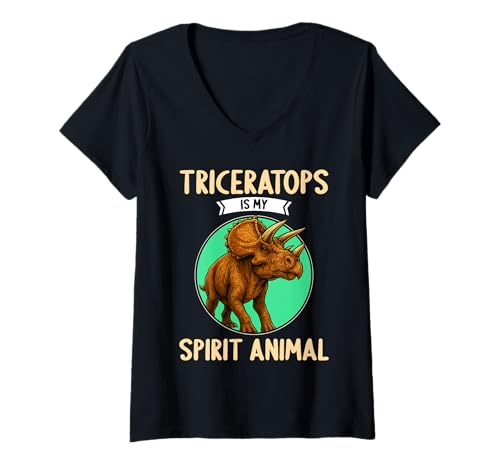 Damen Triceratopse Triceratops T-Shirt mit V-Ausschnitt Damen Triceratopse Triceratops T-Shirt mit V-Ausschnitt von Triceratopse Triceratops Tier Shop