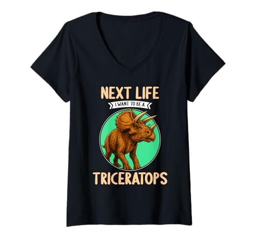 Damen Triceratopse Triceratops T-Shirt mit V-Ausschnitt Damen Triceratopse Triceratops T-Shirt mit V-Ausschnitt von Triceratopse Triceratops Tier Shop
