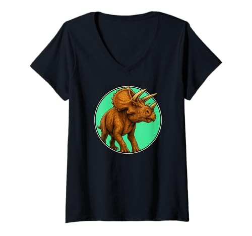 Damen Triceratopse Triceratops T-Shirt mit V-Ausschnitt Damen Triceratopse Triceratops T-Shirt mit V-Ausschnitt von Triceratopse Triceratops Tier Shop