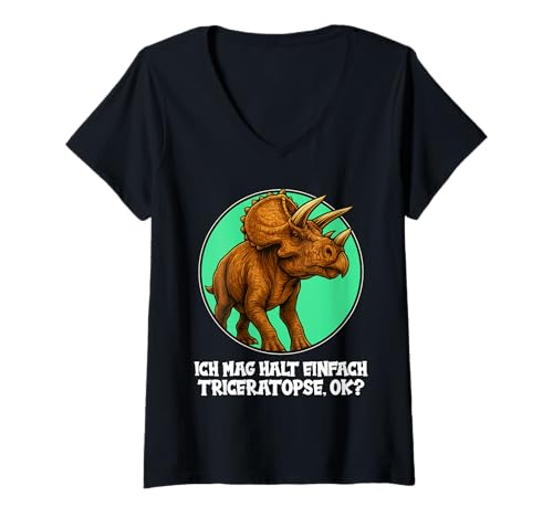 Damen Triceratopse Triceratops T-Shirt mit V-Ausschnitt Damen Triceratopse Triceratops T-Shirt mit V-Ausschnitt von Triceratopse Triceratops Tier Shop
