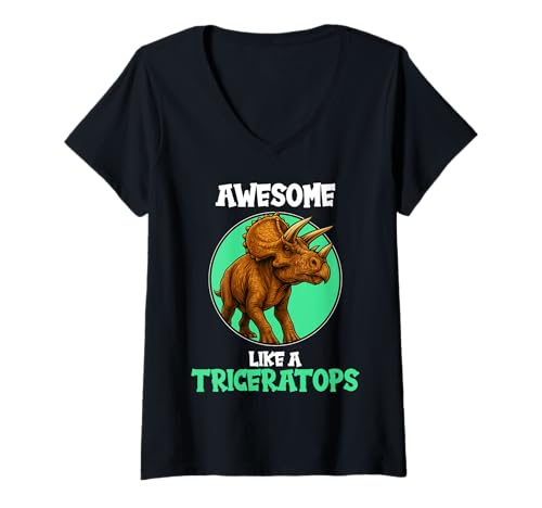 Damen Triceratopse Triceratops T-Shirt mit V-Ausschnitt Damen Triceratopse Triceratops T-Shirt mit V-Ausschnitt von Triceratopse Triceratops Tier Shop