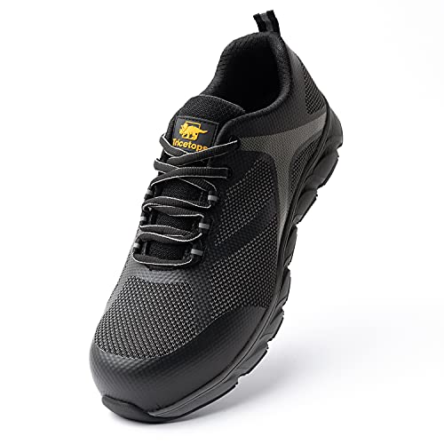 Sicherheitsschuhe Herren Damen S1P SRC Composite Zehenschutzkappe und Zwischensohle Atmungsaktiv Leicht Sportlich Arbeitsschuhe Einstichresistent Rutschfest Arbeitsschuhe (schwarz, numeric_45) von Tricetops