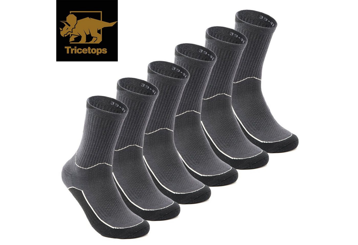 Tricetops Sportsocken TS02M Wandersocken Herren Arbeitssocken Damen 3 / 6 Paar Sportsocken Atmungsaktiv (6-Paar) von Tricetops